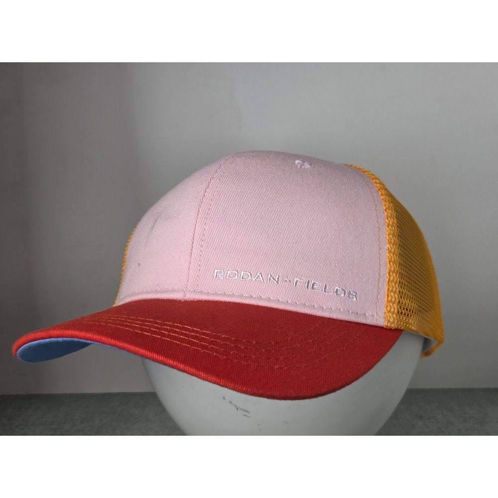 Rodan Fields Trucker Hat Cap Snapback Pink Red Yellow Color Block Adjustable